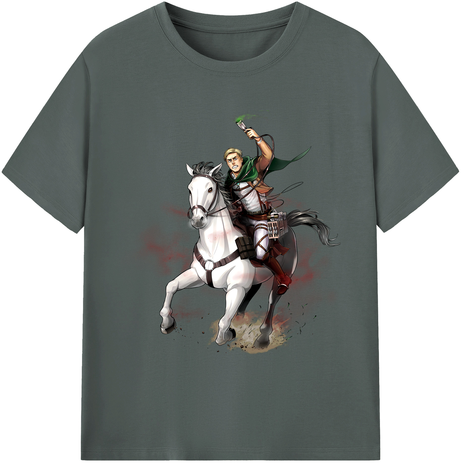 （画像用） 進撃の巨人 エルヴィン・スミス Attack on Titan Erwin Smith 綿100％ メンズ半袖Tシャツ｜肌触りやわらか＆通気性